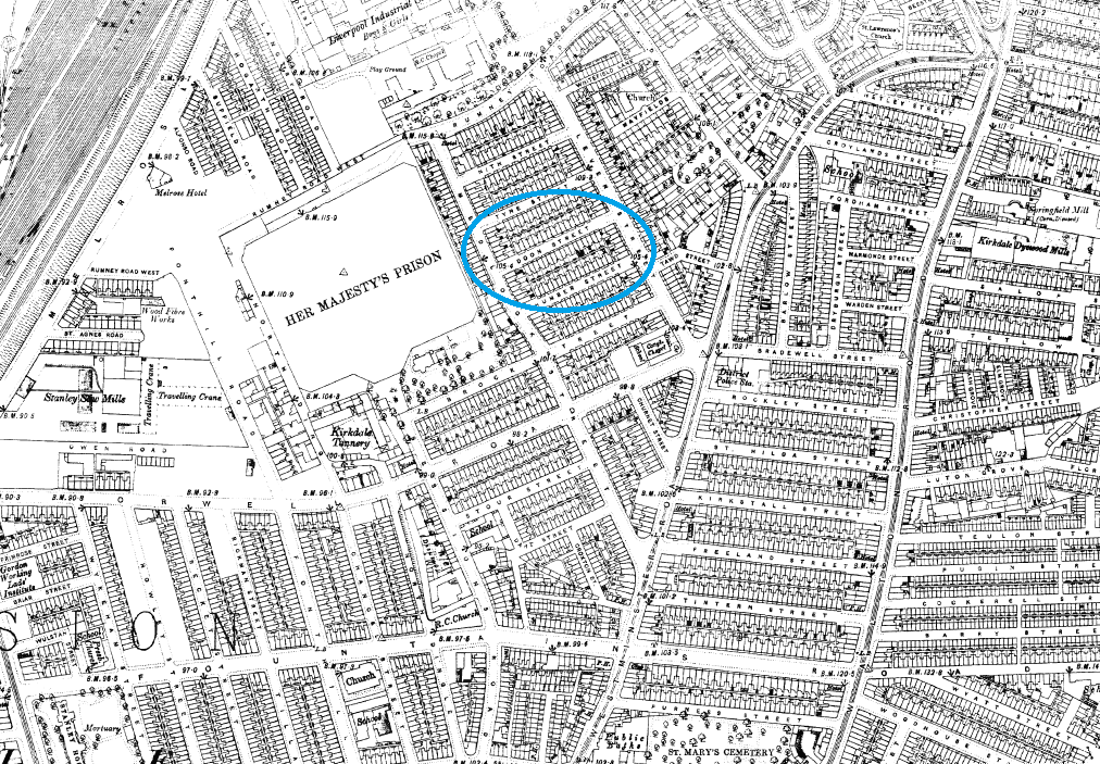 OLD ORDNANCE SURVEY MAP CENTRAL LIVERPOOL 1890 UPPER PARLIAMENT ST LIME STREET 