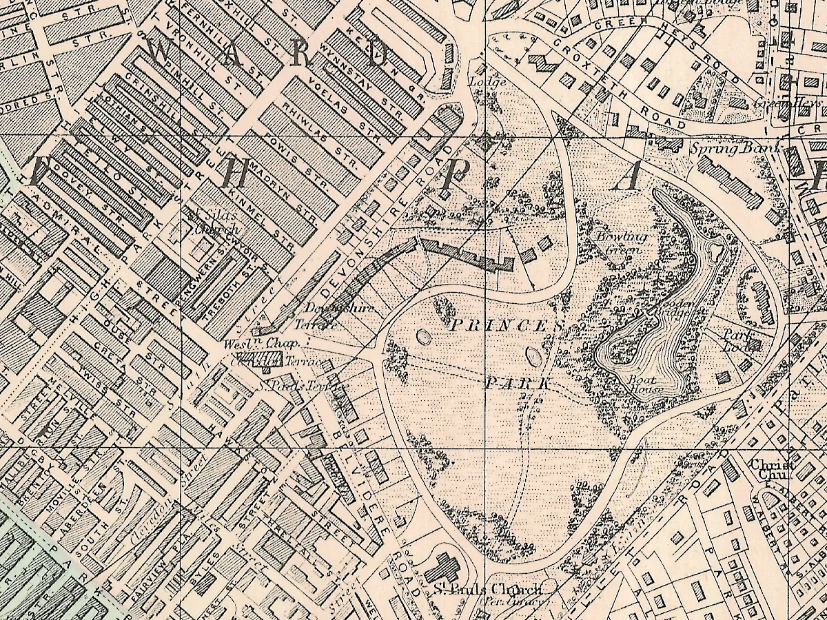 Extract of map 1890: Plan of Liverpool – South Sheet