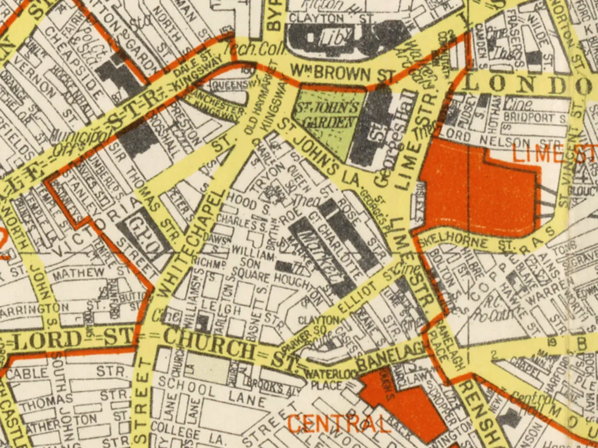 Extract of map 1951: Geographia Street Plan of Liverpool and Bootle