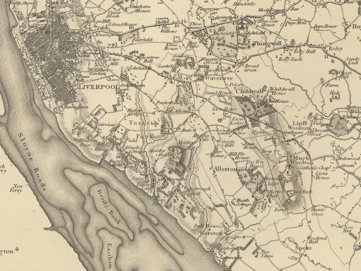 Extract from the Greenwood old map of Lancashire, 1818