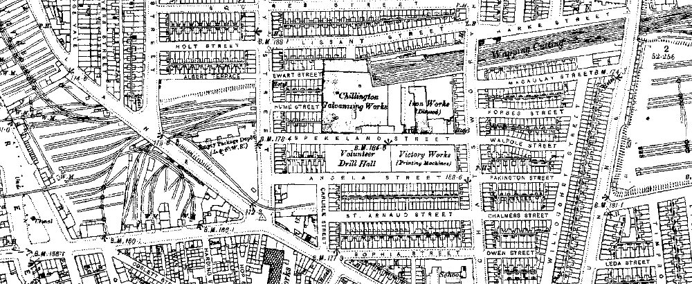 Extract from the 1890 Ordnance Survey Map of Edge Hill, Liverpool