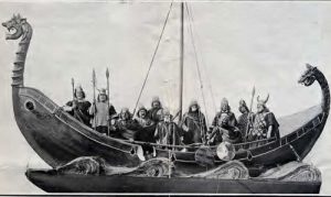 Photograph of a Viking longboat, taking during the 600th anniversary of the foundation of Liverpool