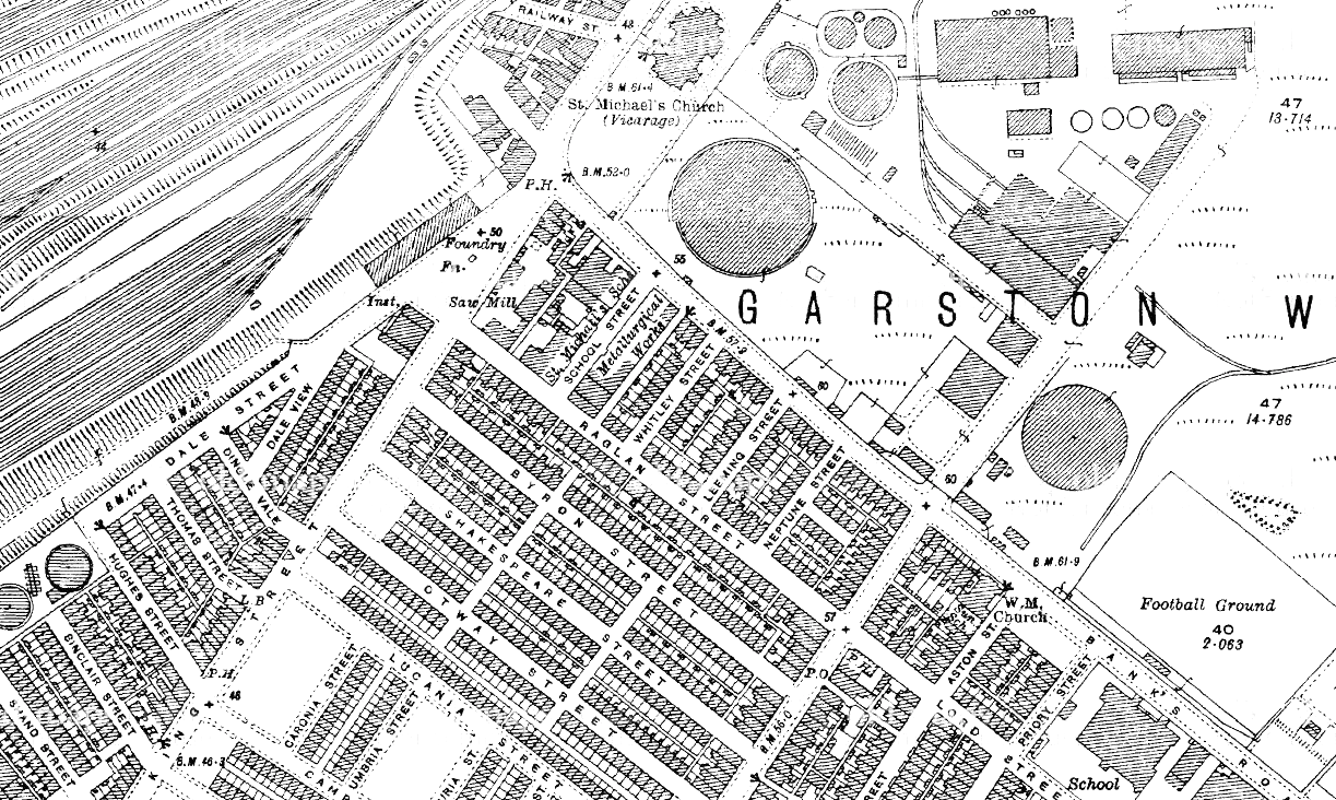 Ordnance Survey map of Garston from 1907