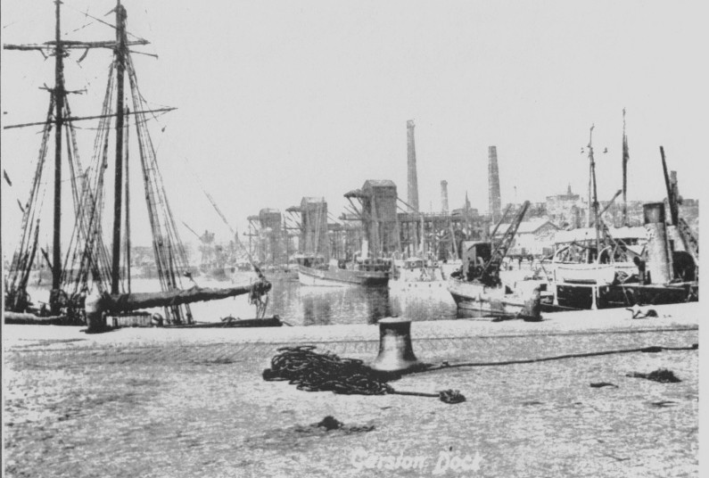 Photograph of Garston docks in the 20th century