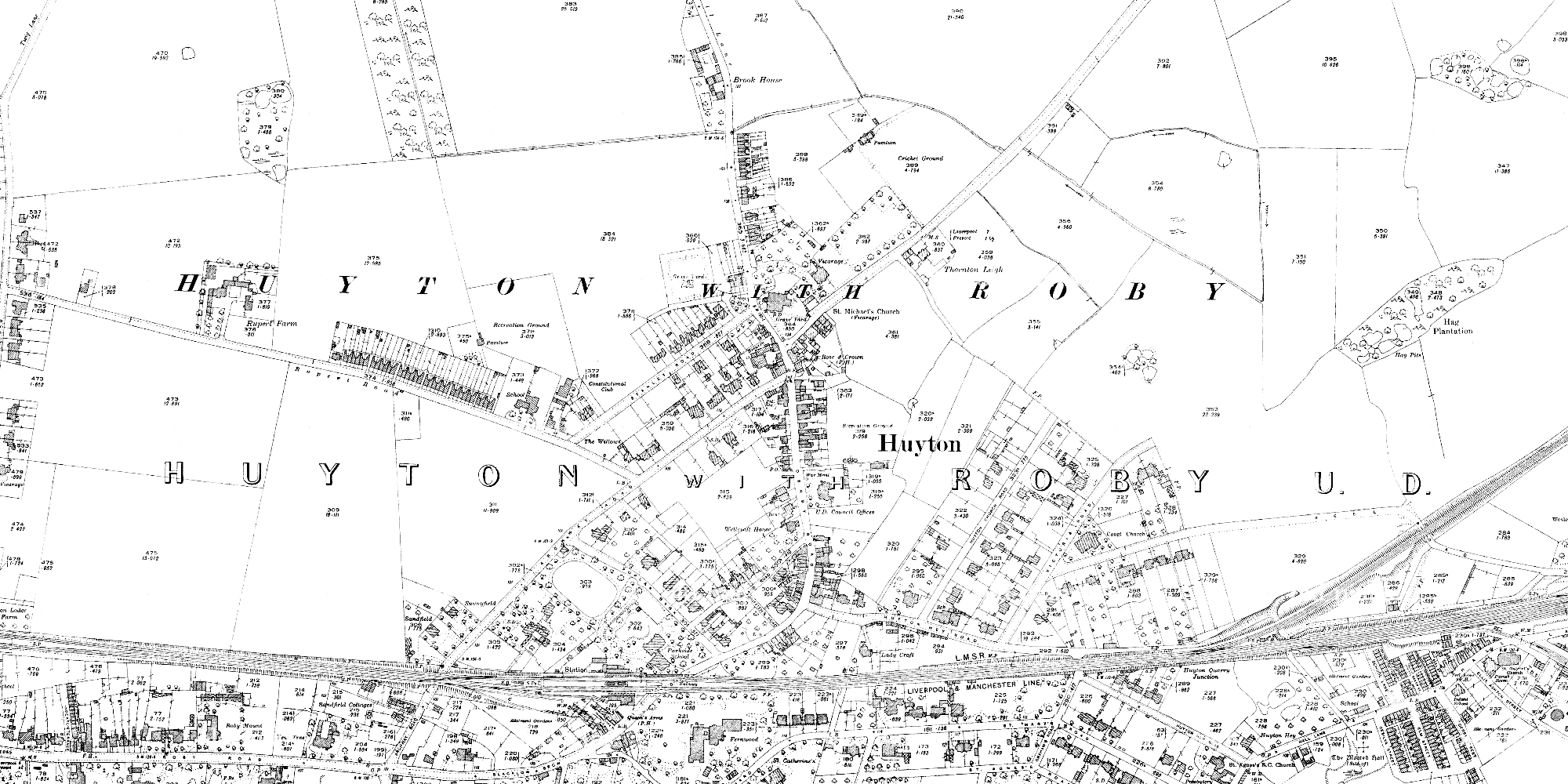 OS map of Huyton, 1927 (1:2500)