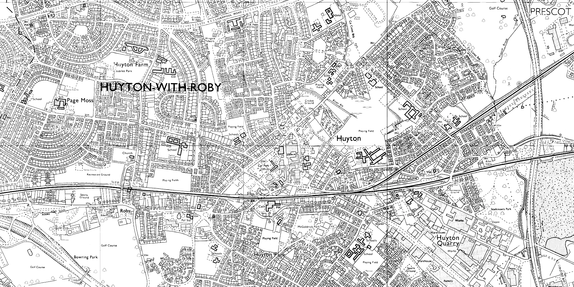 OS map of Huyton, 1990-1, (1:10,000)