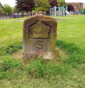 Photograph of the Salisbury Stone in a playground in Wavertree