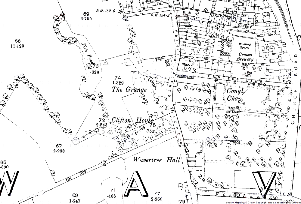 Old map of Wavertree, showing the Grange estate