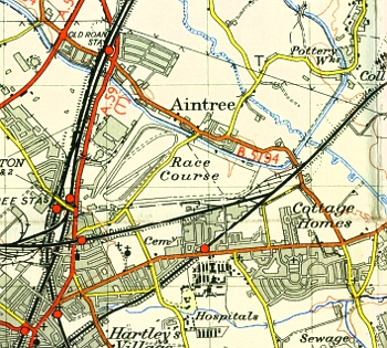 Aintree on the Ordnance Survey map of 1952