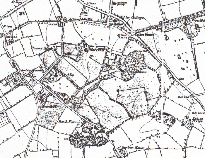 Allerton on the Ordnance Survey map of 1843