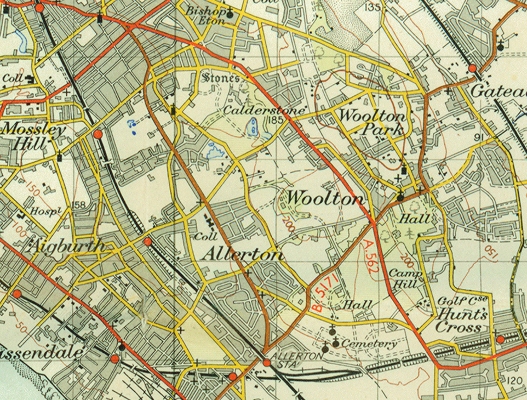 Allerton on the Ordnance Survey map of 1952