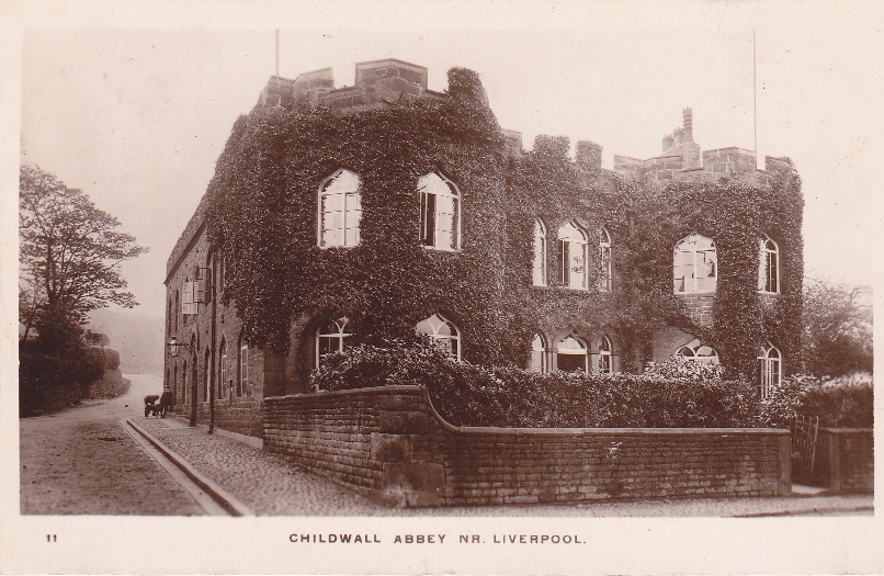 Black and white photograph of Childwall Abbey Hotel, from a postcard