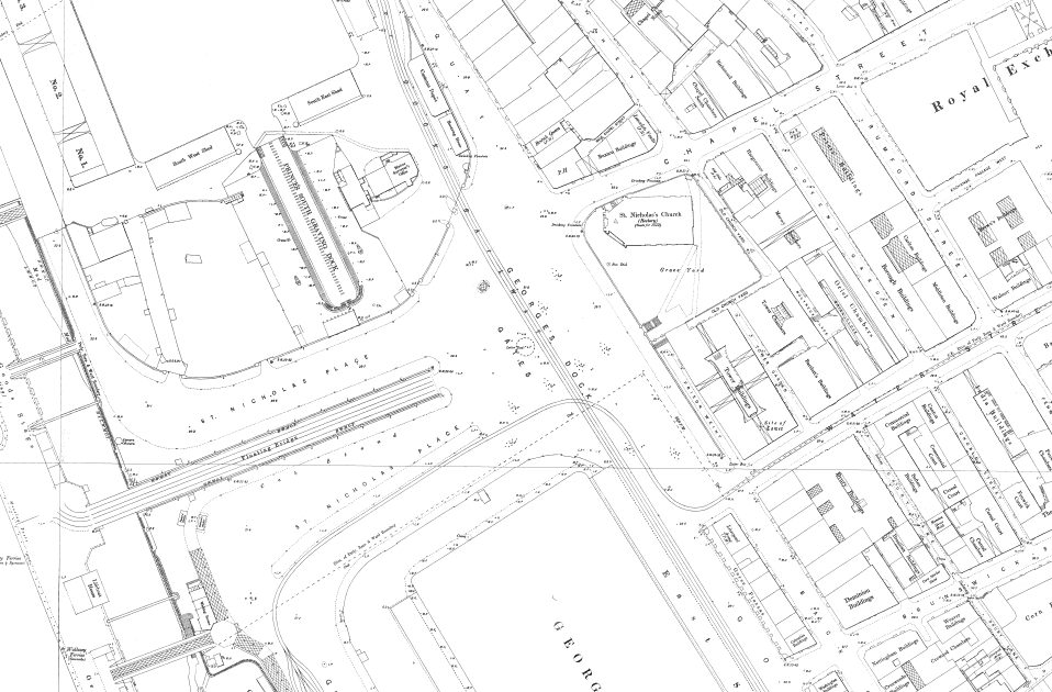 Map showing George's Dock Gates in 1893