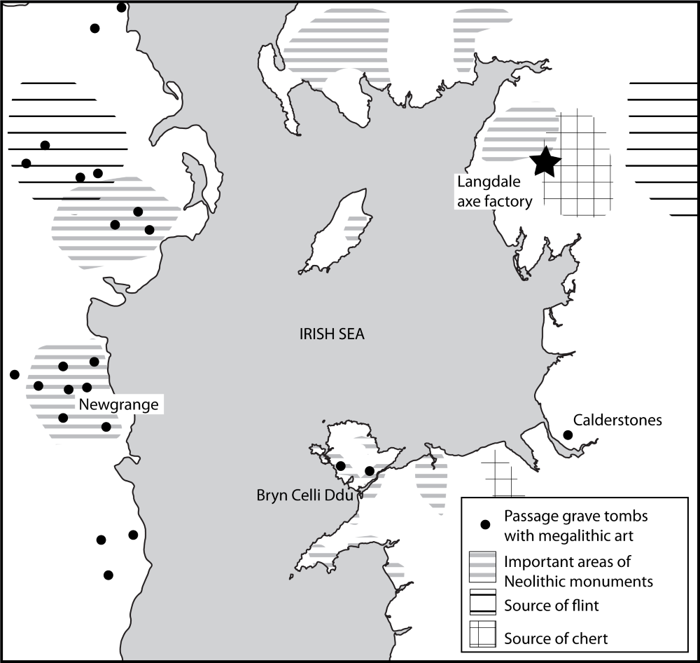 Map of Neolithic sites around the Irish Sea