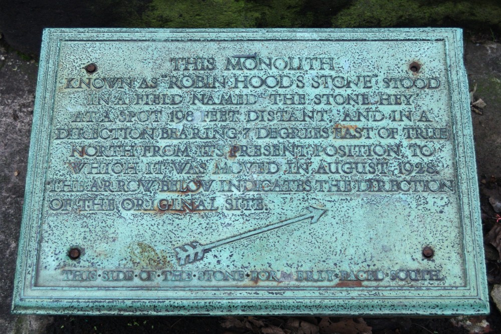 Robin Hood's Stone plaque