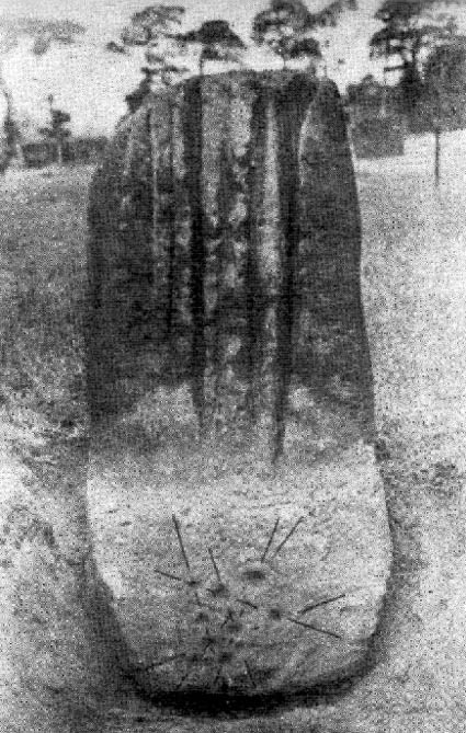 Photograph of Robin Hood's Stone under excavation