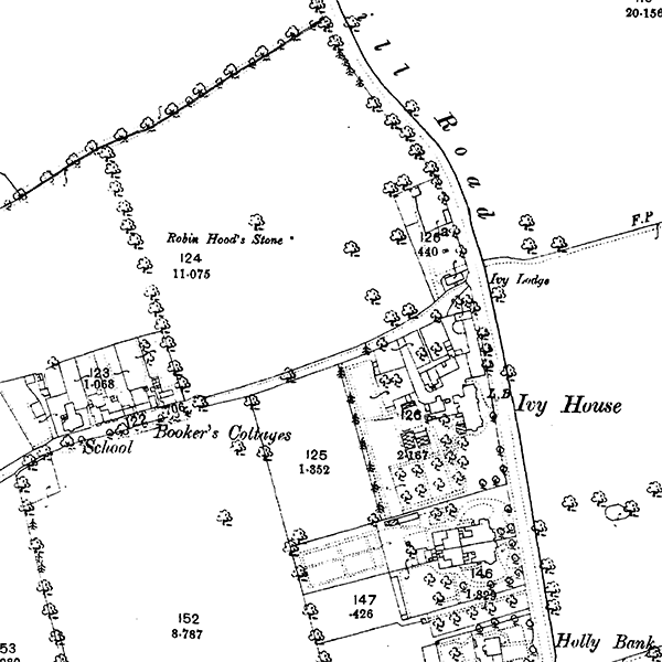 Robin Hoods Stone on an OS map from 1893