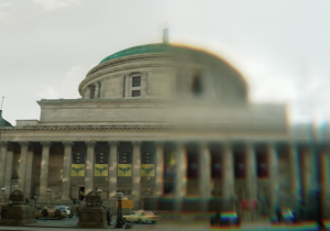 Photo of St George's Hall, Liverpool, with CGI enhancements