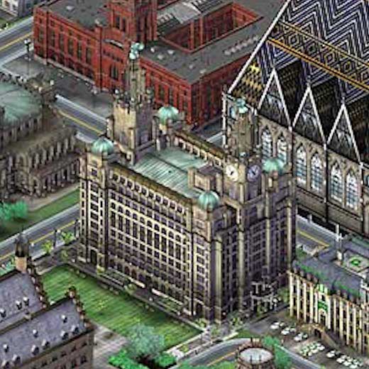 Screenshot from SimCity 3000 showing Liver Building