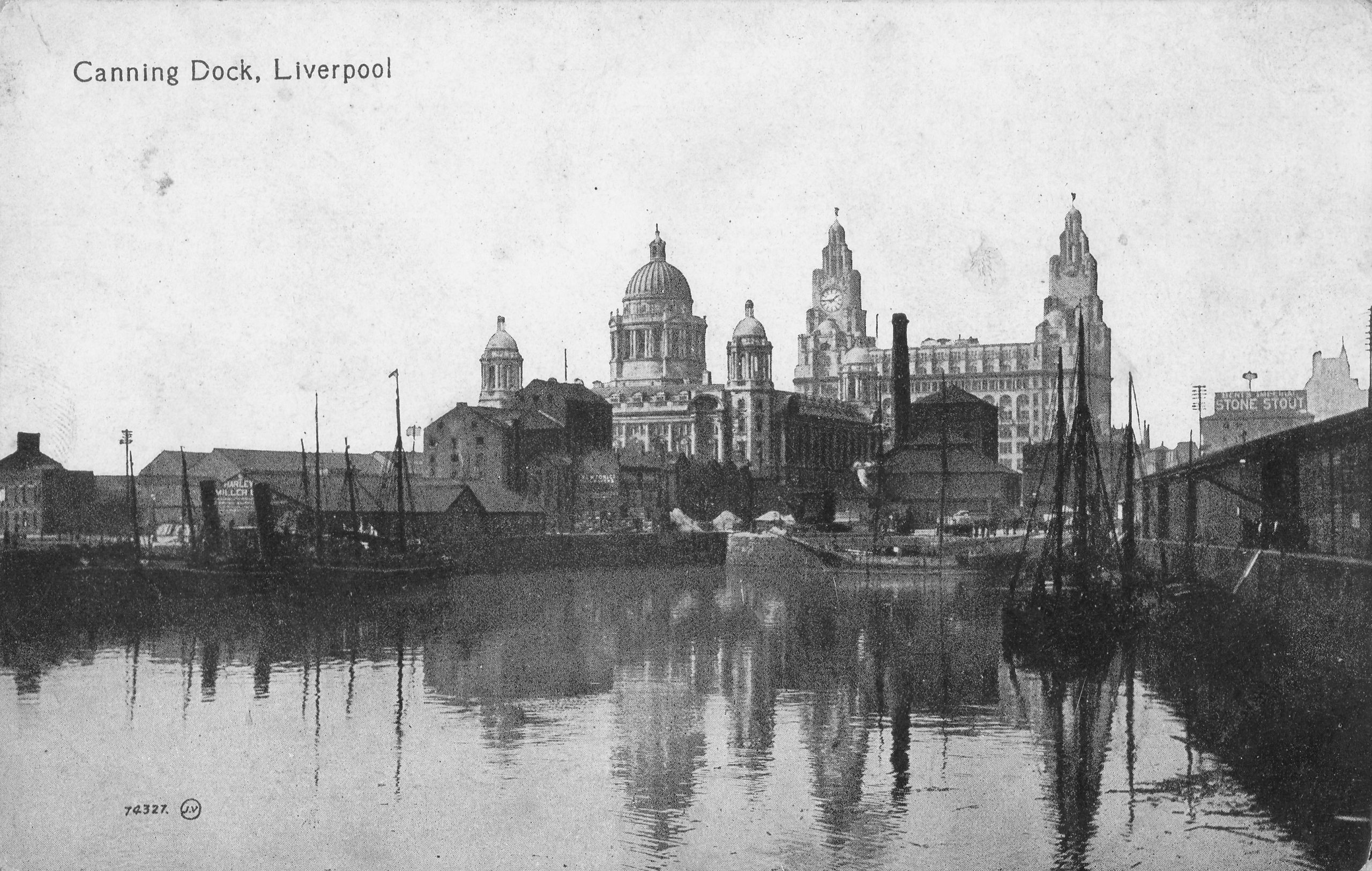 Photograph of Canning Dock and two Graces, looking north