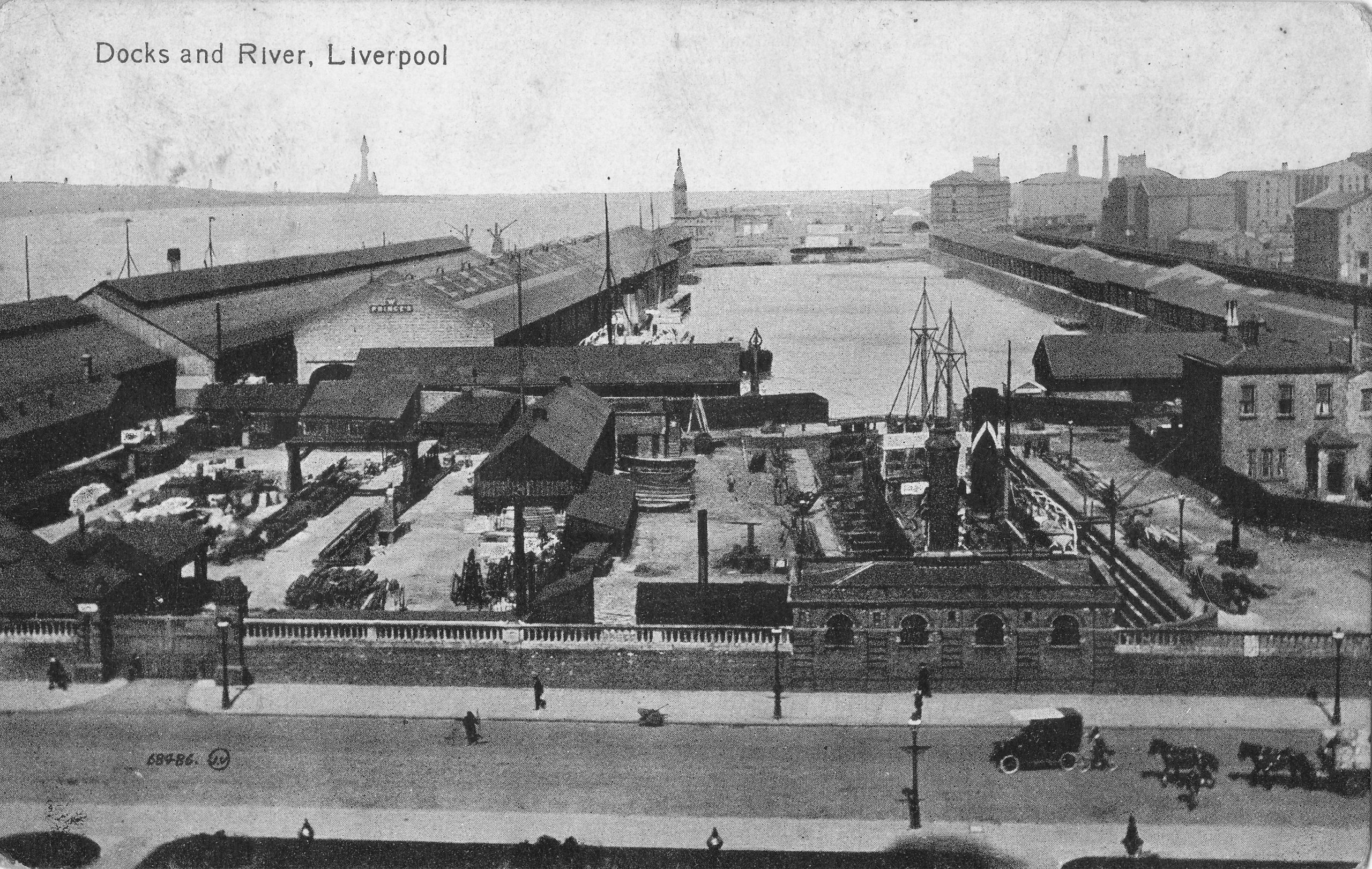 Photograph of Prince's Dock, Liverpool, looking north