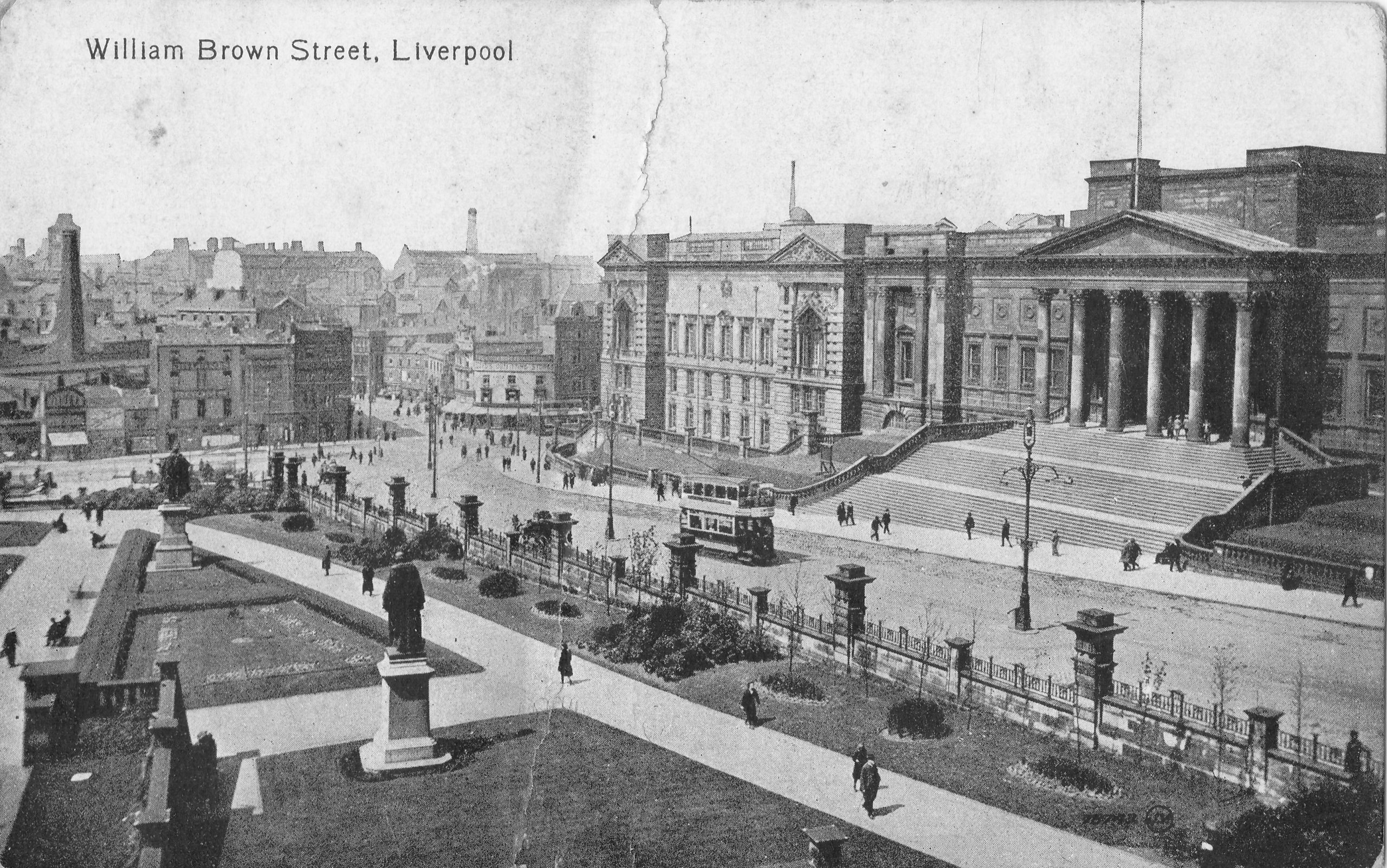 Photograph of William Brown Street, Liverpool, looking west