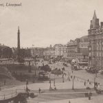 Black and white photo of Lime Street and St George's Plateau, Liverpool