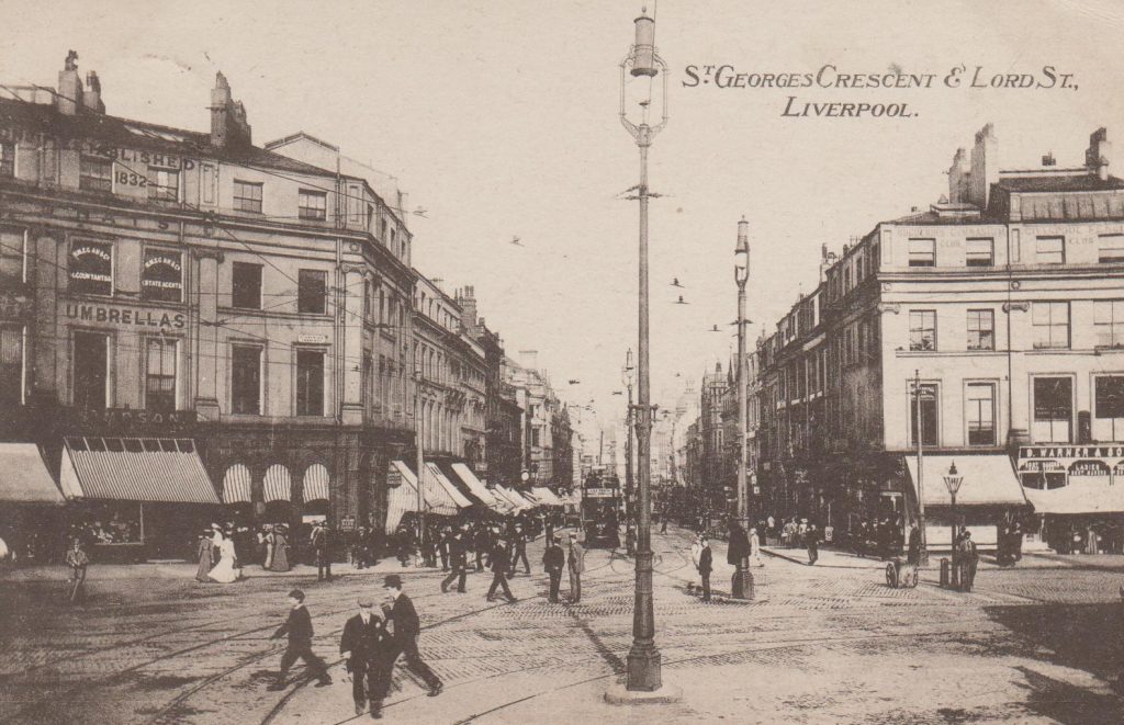 Postcard of St George's Crescent, Liverpool