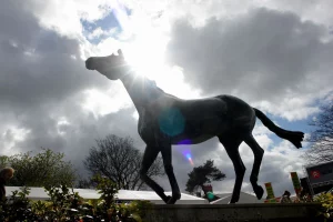 Photograph of Red Rum statue at Aintree Racecourse, Liverpool