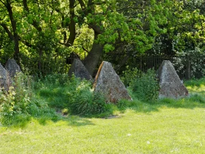 Photograph of "dragons' teeth" (anti-tannk defences) in Halewood, Liverpool