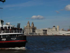 Pier Head, Liverpool, and the Royal Iris ferry on the River Mersey